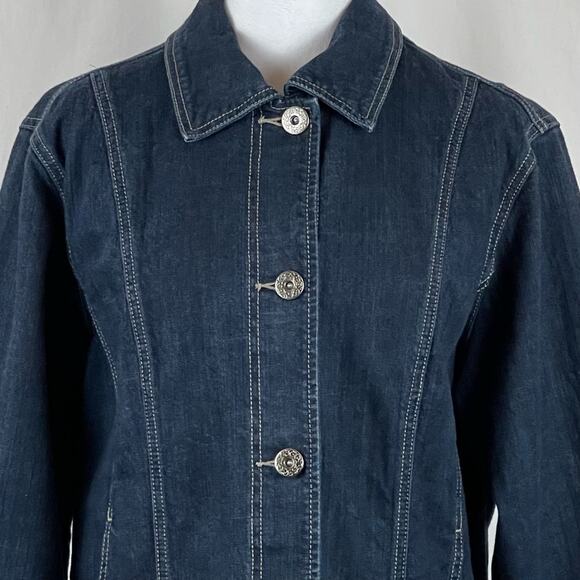 Chico’s Blue Boho Hippie Festival Paneled Jean Jacket NWOT Size 12 - Picture 3 of 12